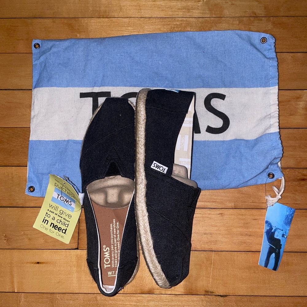 TOMS Black Espadrille Slip-On Shoes